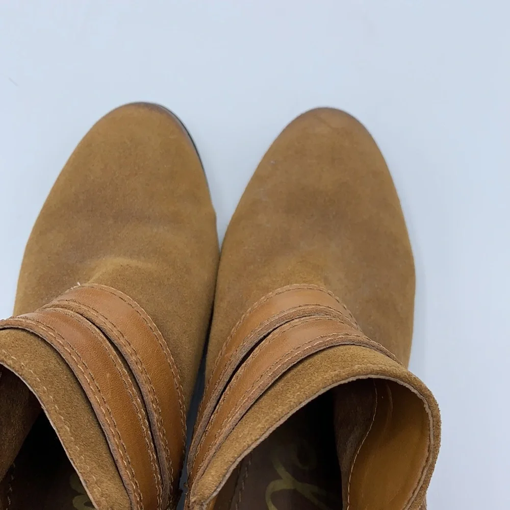 Sam Edelman Boots Womens 7M‎ Brown Suede Pippen Ankle Booties Buckle Straps
